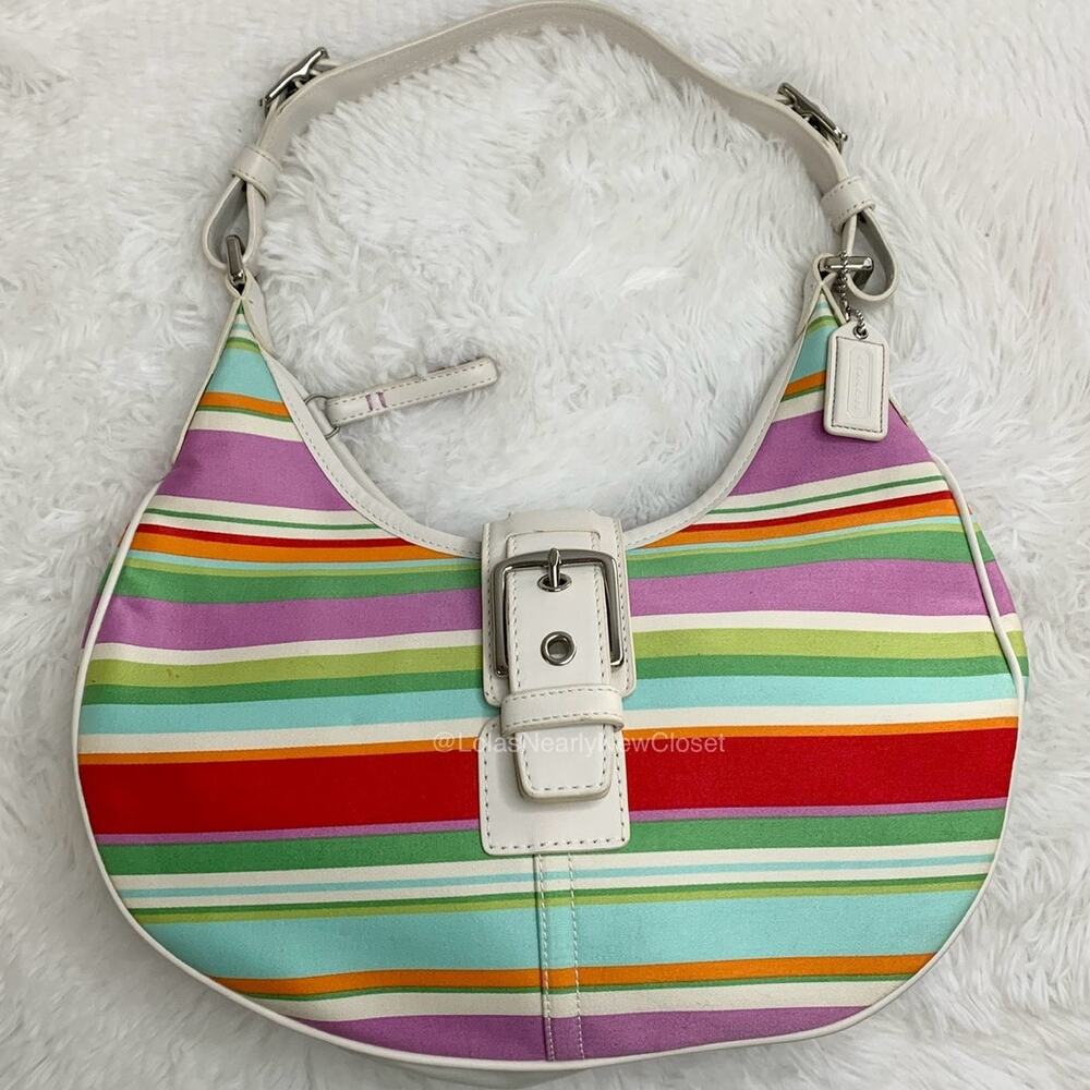 y2k Coach Hamptons Stripe Hobo Shoulder Bag